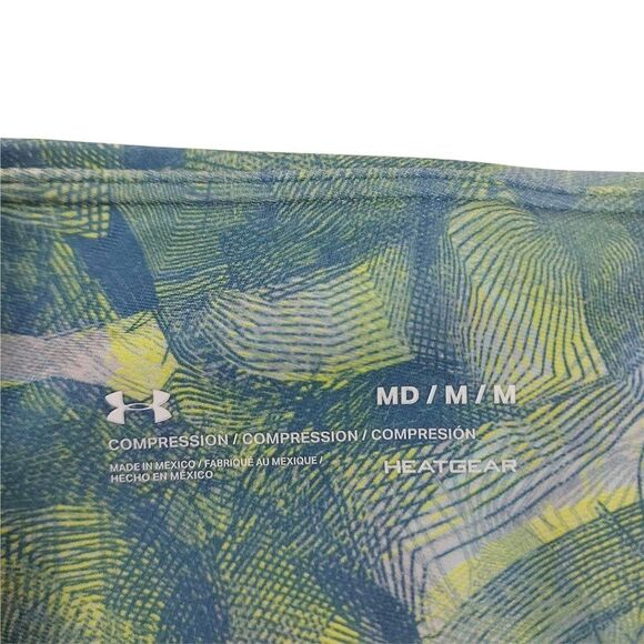 Under Armour Heatgear Compression Capri Leggings Womens Medium Green Blue Gym - Picture 10 of 10